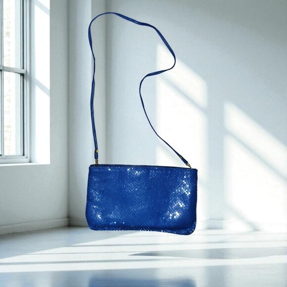 Whiting & Davis Handbags - Whiting & Davis Royal Blue Mesh Handbag Shoulder Clutch Evening Bag 10 X 6”
